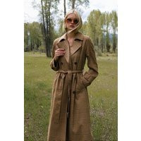 Plaid Strong Shoulder Maxi Trench Coat | Avec Les Filles