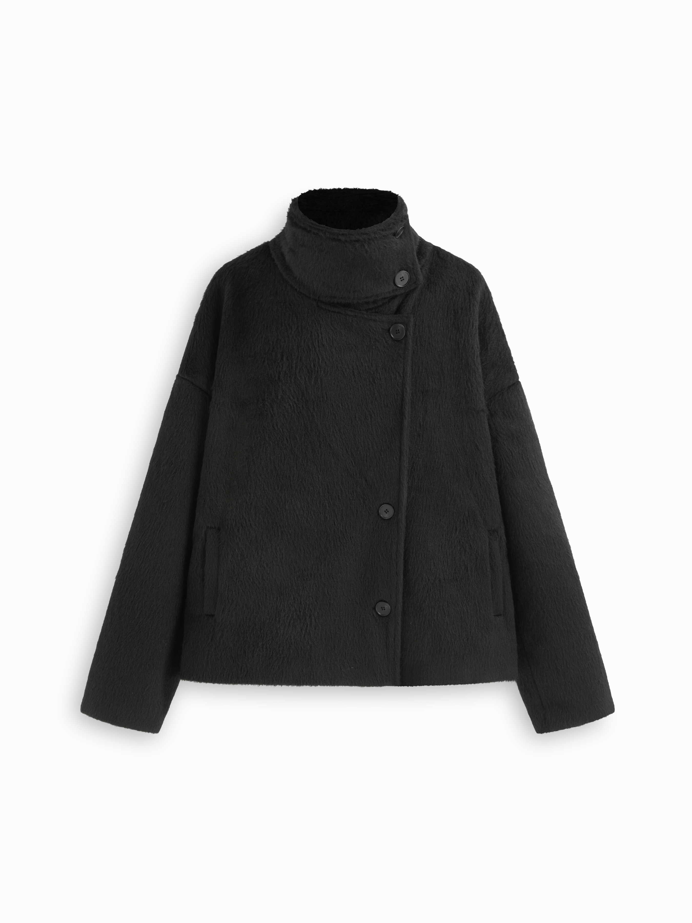 Wool-like fabrics Wool-look Mandarin Collar Long Sleeve Oversized Jacket For Daily Casual Work | Cider