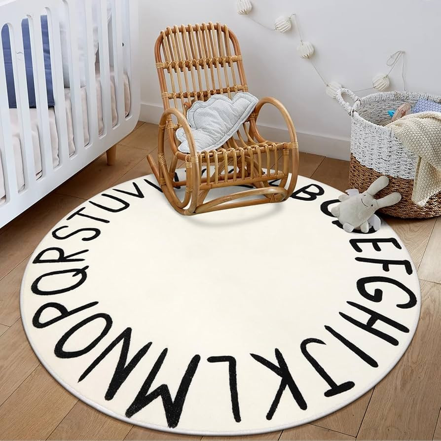 LIVEBOX ABC Round Rug Alphabet Play Mat, Circle Washable Rug Educationa Nursery Rug for Baby Boy ... | Amazon (US)