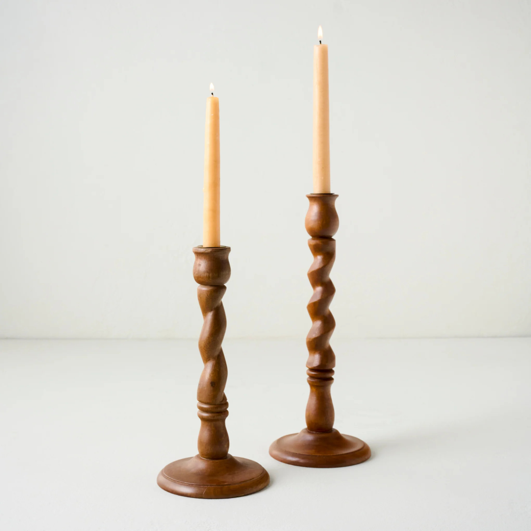 Wooden Barley Twist Taper Holder | Magnolia