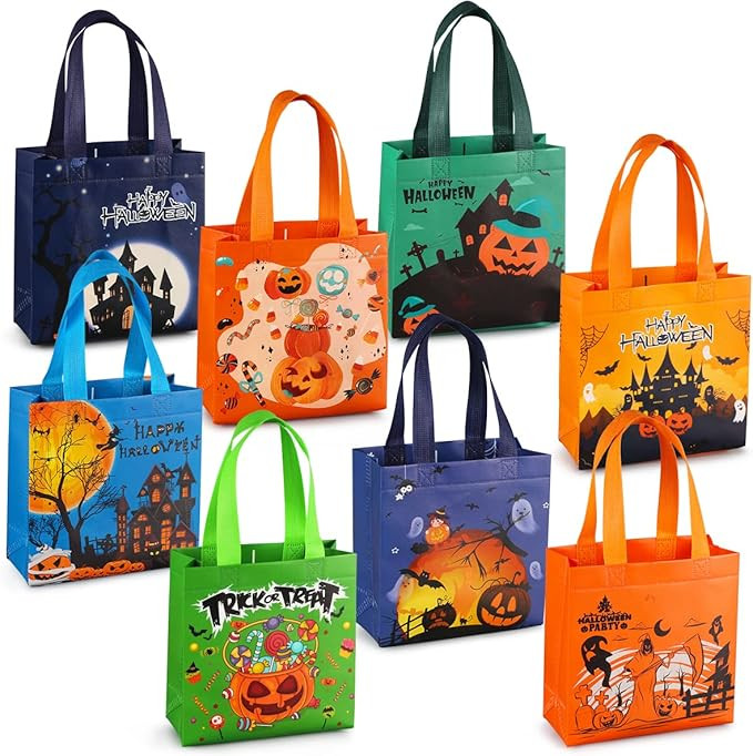 PARSUP 8PCS Halloween Trick or Treat Bags, Halloween Tote Bags with Handles, Gift Bags, Multifunc... | Amazon (US)