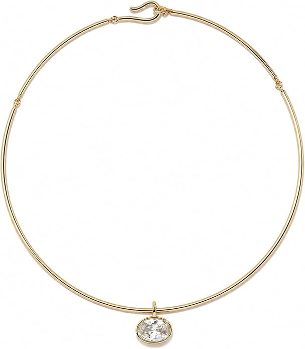 Gold Oval Bezel Collar Charm Necklace and Charms | Choker Pendant Necklace & Add On Charms | Amazon (US)