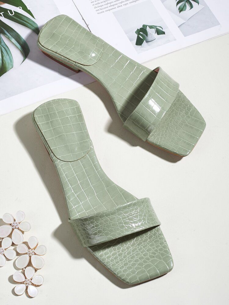 Croc Embossed Slide Sandals | SHEIN