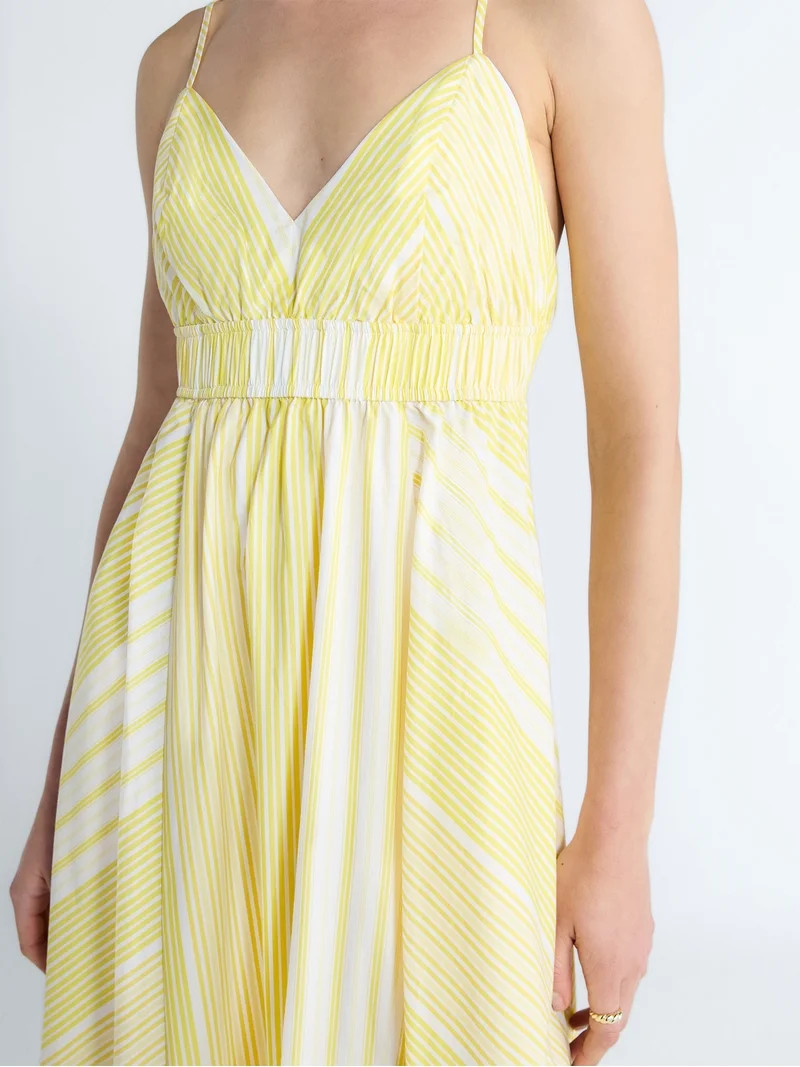 Free Assembly Women's and Women's Plus Striped Cotton Maxi Dress, with Cut Out Back, Sizes XS-4X | Walmart (US)