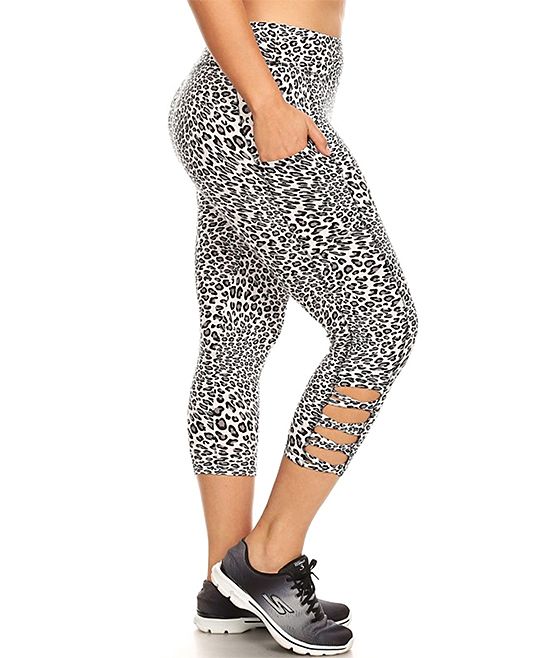 Leopard Strap Pocket Capri Leggings - Plus | Zulily