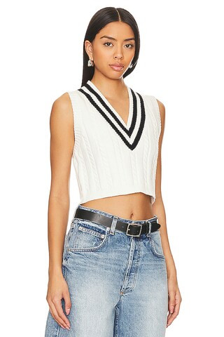 Jade Varsity Cropped Vest in White | Revolve Clothing (Global)