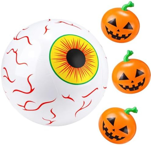 4 Pcs Summer Halloween Pool Decorations Funny Inflatable Floats 16" Include Giant Eyeball and Inf... | Amazon (US)
