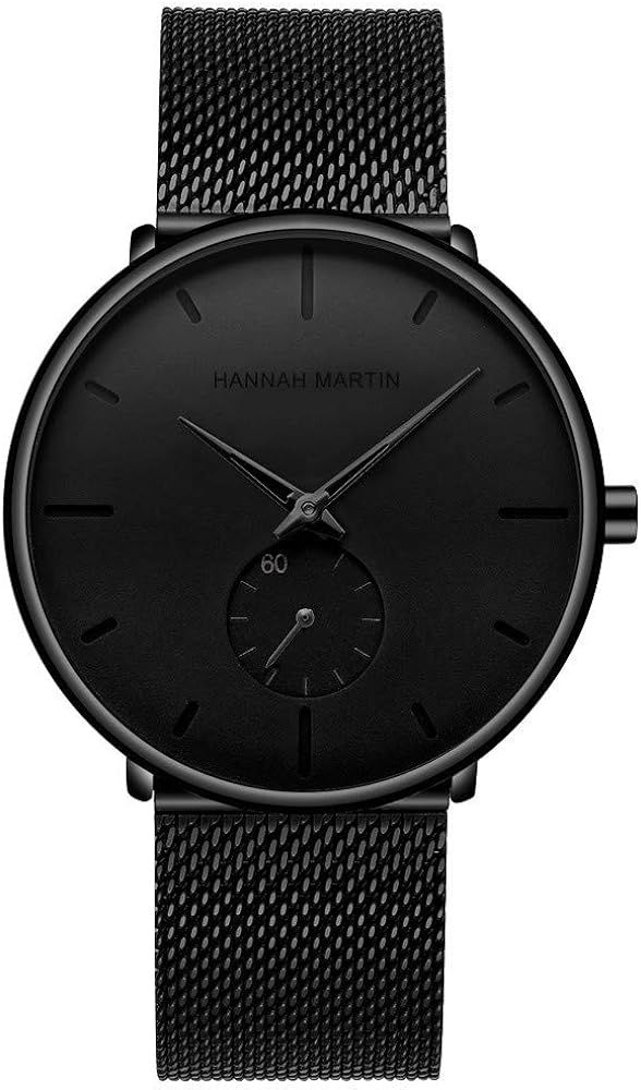 Hannah Martin Stainless Steel Slim Men Watch Quartz Watch Black Face | Amazon (US)