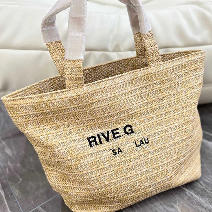 Straw Tote Bags Shopping Bag Handbag RIVE GAUCHE Shoulder Beach Bag Weave Letters Large Capacity ... | DHGate