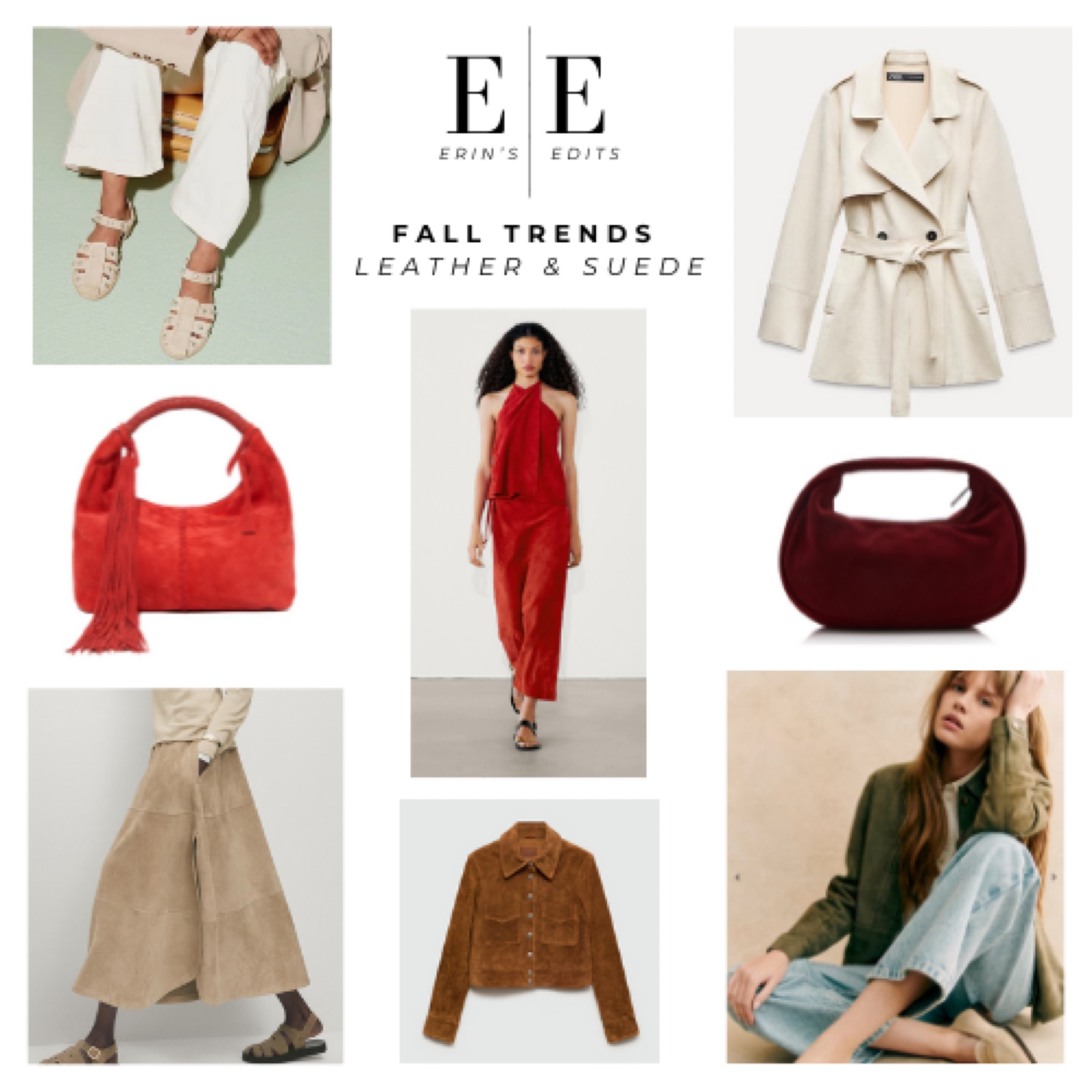 Fall trends - leather & suede. Another great transitional trend that you can start incorporating into your wardrobe now before it gets too cold. Swap your leather biker jacket for a chic suede shirt jacket instead. Fisherman sandals, suede ankle boots and slip on mules and mini hobo bags are also top of the wish list. A suede belt is a must have in khaki, tan or add a pop of red!

#LTKBacktoSchool #LTKStyleTip #LTKSeasonal