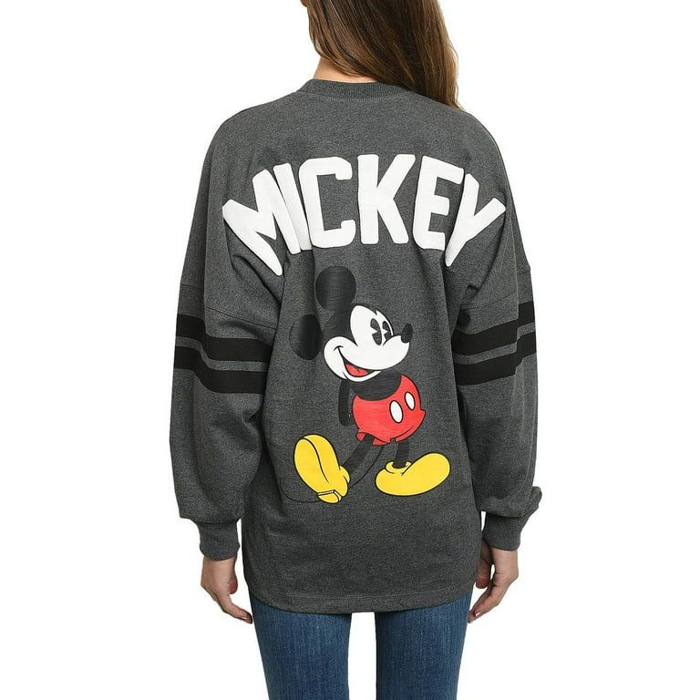 Mickey Mouse Sweatshirt Disney Women's Long Sleeve Jersey Charcoal Gray | Walmart (US)