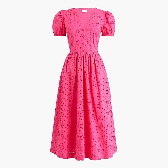 Eyelet puff-sleeve dress | J.Crew Factory