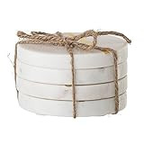Bloomingville AH0019 White Striped Gold Pieces Marble Coasters with Metal Inlay (Set of 4), 4 Inc... | Amazon (US)