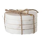 Bloomingville AH0019 White Striped Gold Pieces Marble Coasters with Metal Inlay (Set of 4), 4 Inc... | Amazon (US)