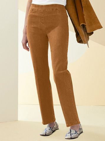 Slimtacular® Straight Leg Pull-On Denim Jeans | Draper's & Damon's