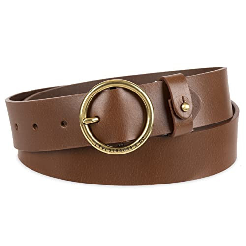 Levi's Women's Genuine Leather Casual Jean Round Buckle Belt, Tan Circular, X-Large | Amazon (US)