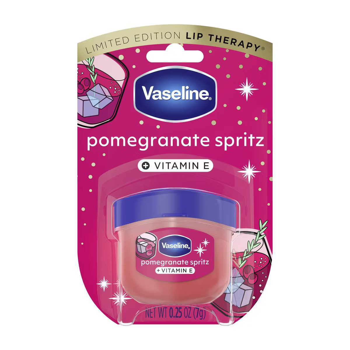 Vaseline Holiday Limited Edition Lip Balm - Pomegranate Spritz - Travel Size - 0.25oz | Target