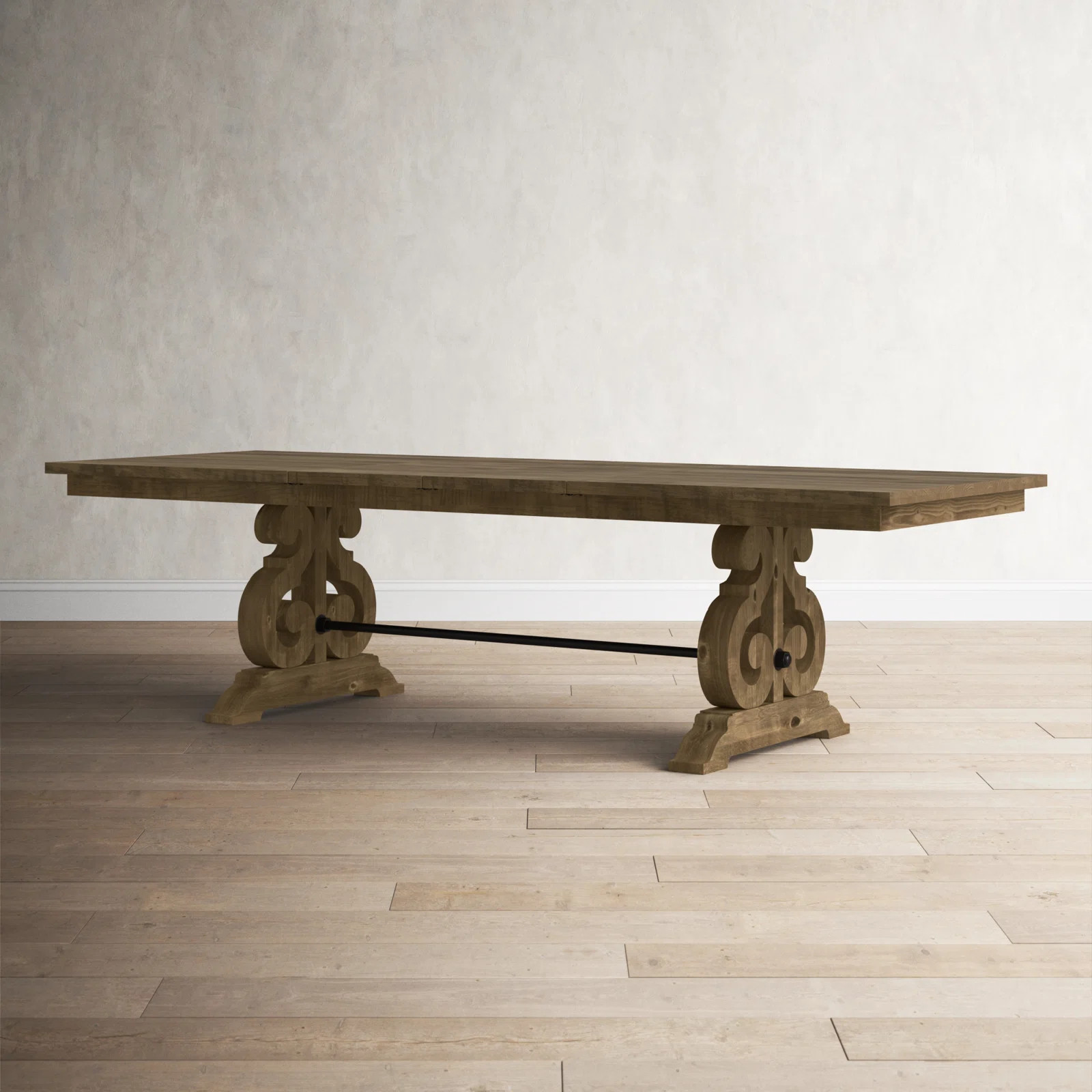 Addley Butterfly Leaf Pine Solid Wood Trestle Dining Table | Wayfair North America