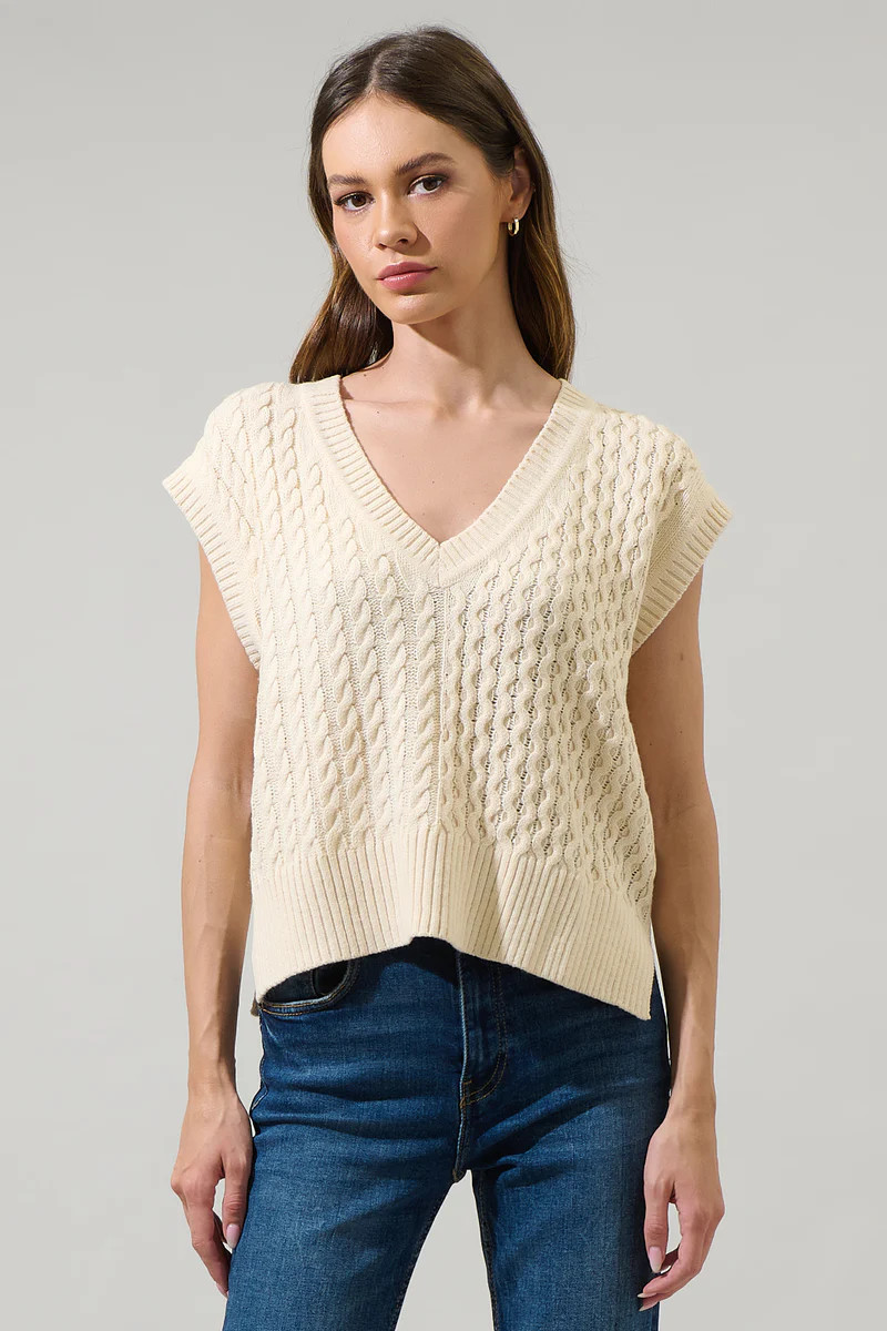 Tacey V-Neck Sweater Vest Top | Sugarlips