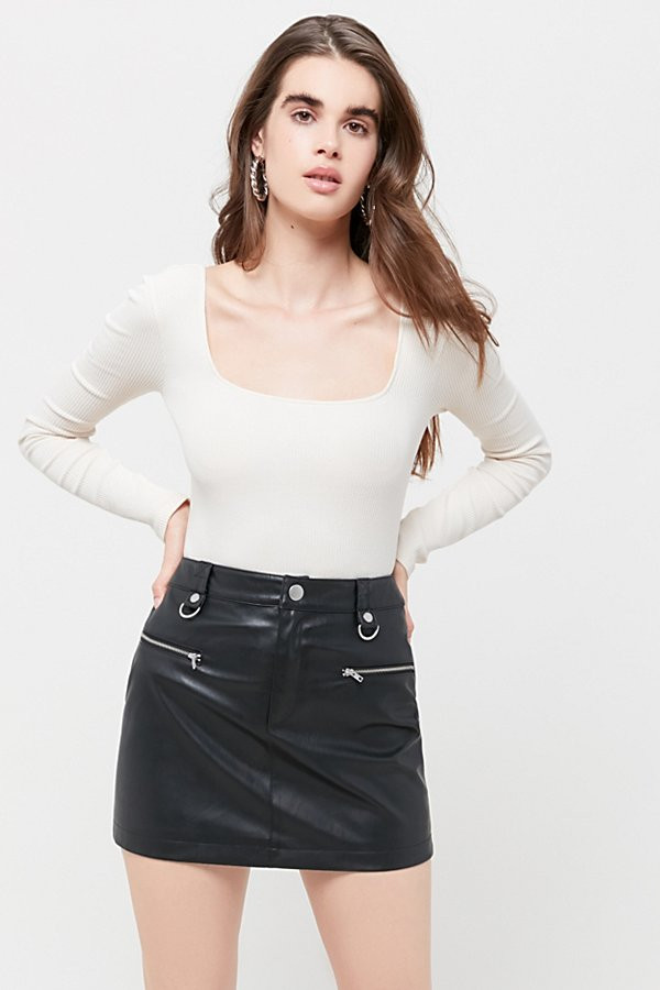 UO Teagan Faux Leather Mini Skirt - Black XL at Urban Outfitters | Urban Outfitters (US and RoW)