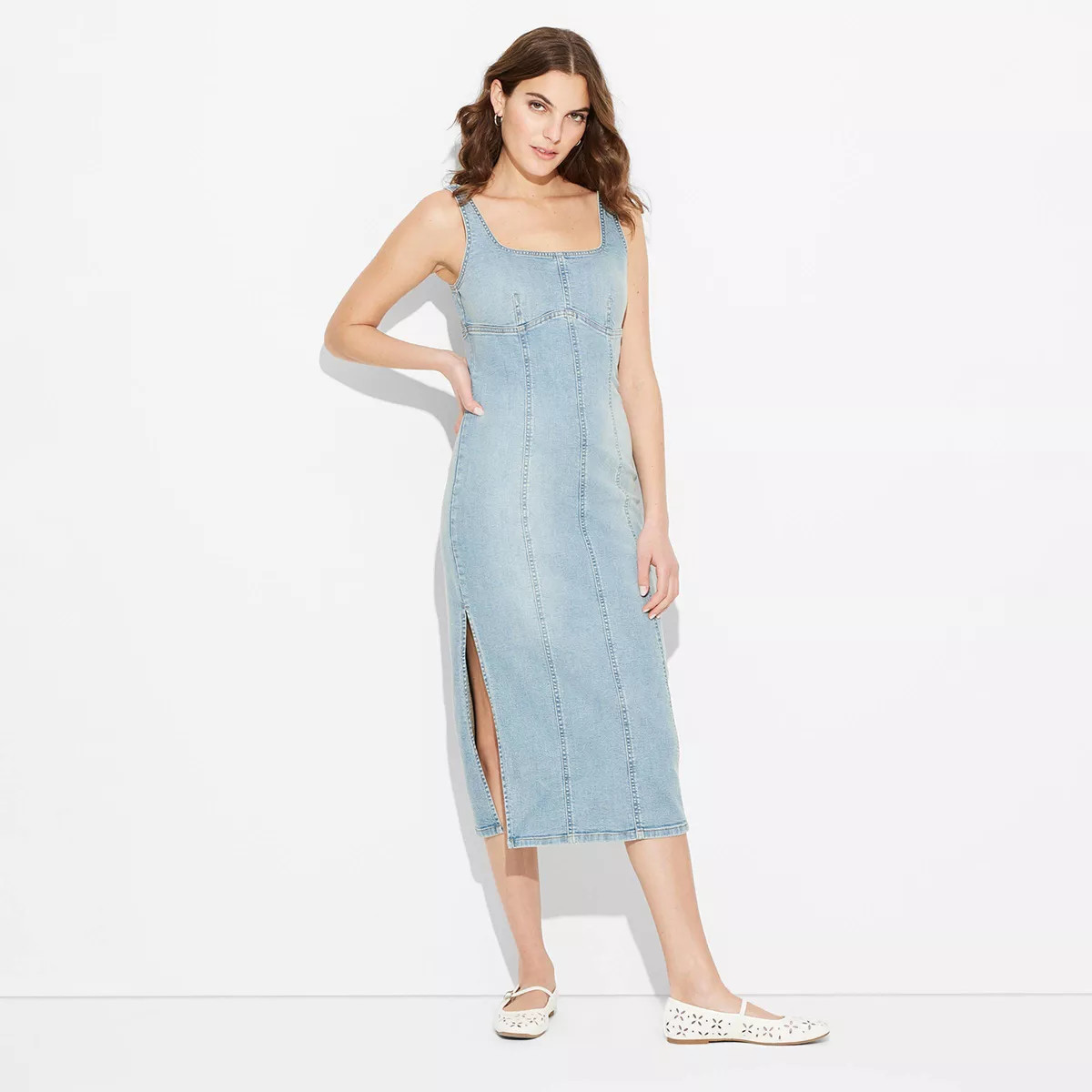 Women's Denim Maxi Bodycon Dress - Wild Fable™ Blue Denim M | Target
