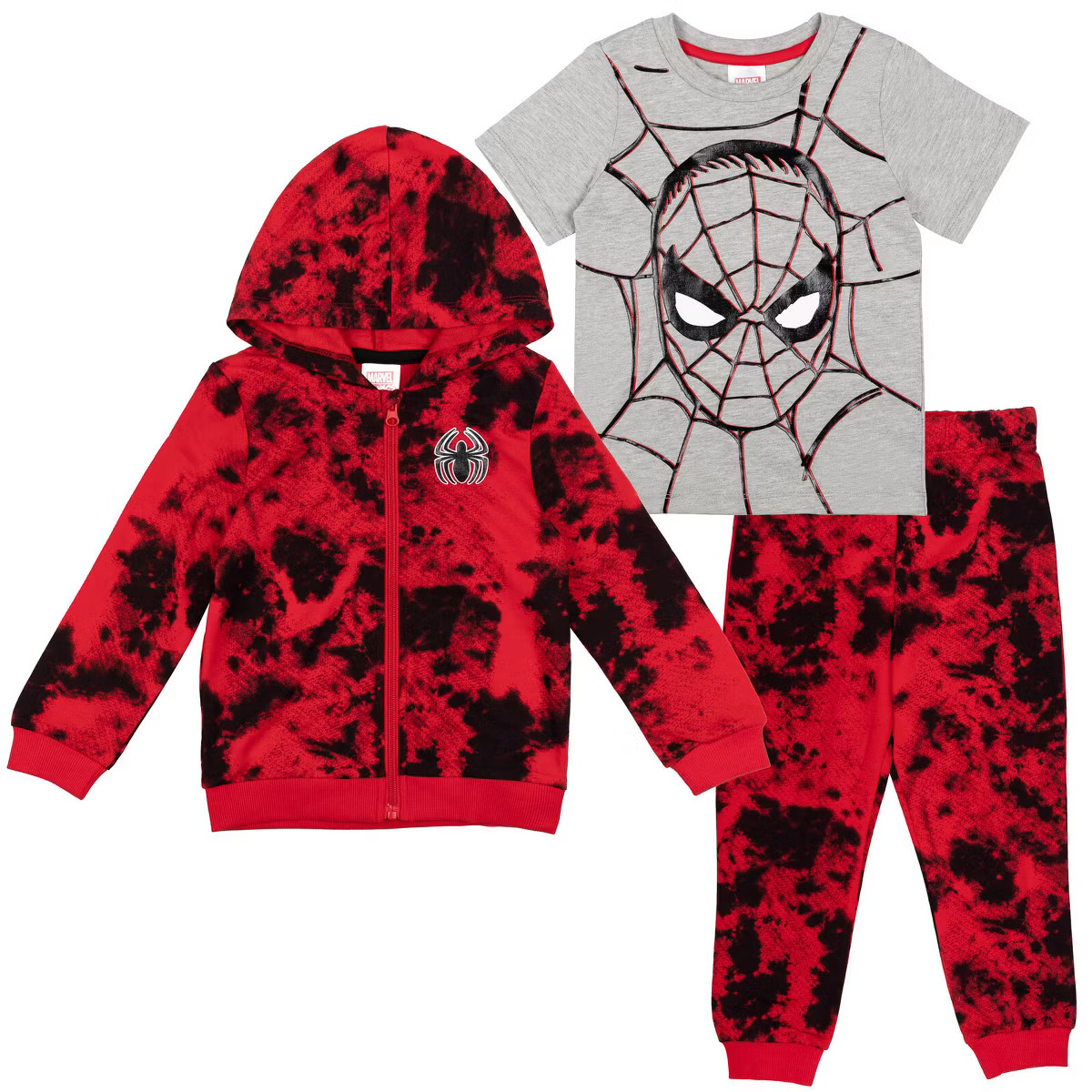 Marvel Spider-Man Tie Dye French Terry Zip Up Hoodie Graphic T-Shirt Pants Infant to Toddler | Target