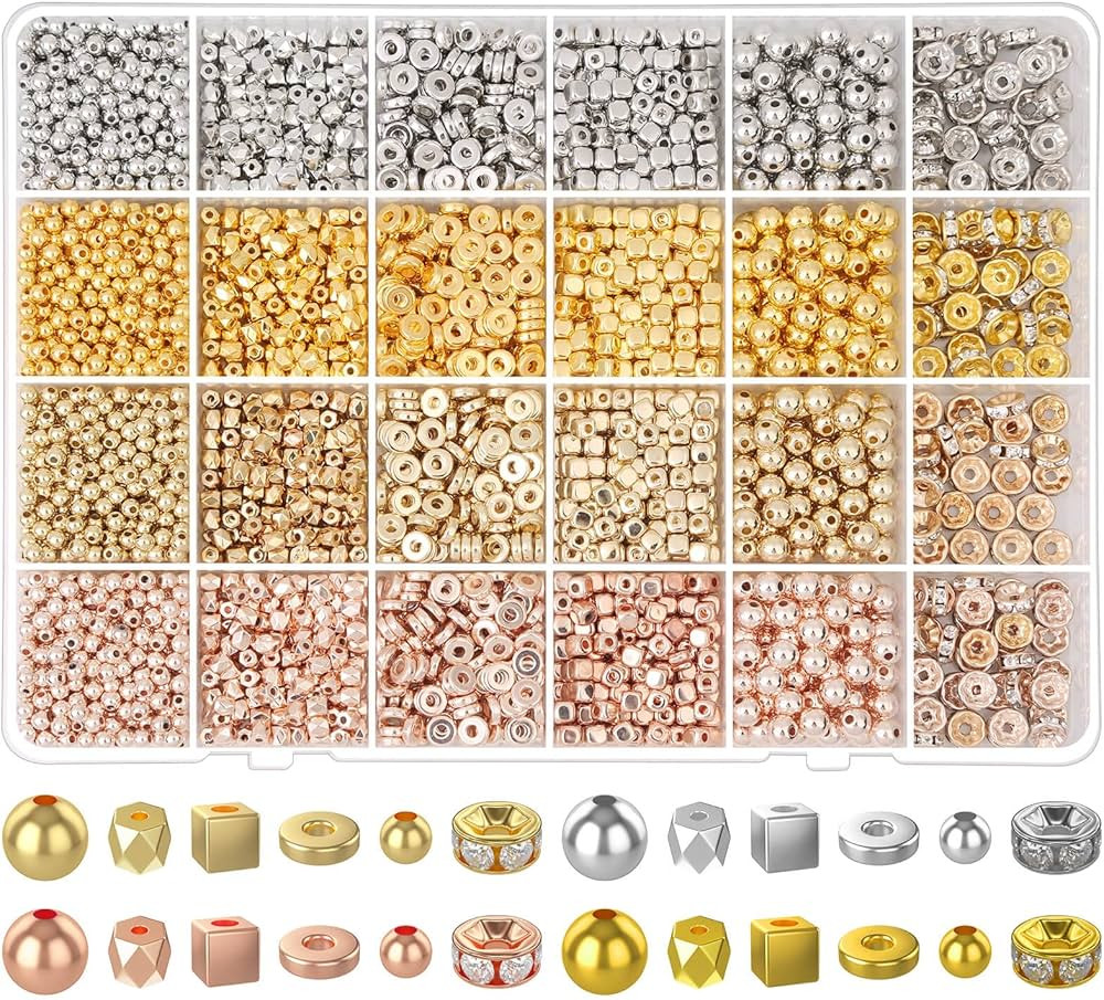 cridoz 3820 Pieces Gold Beads for Jewelry Making, Assorted Bracelet Beads Rhinestone Spacer Beads... | Amazon (CA)