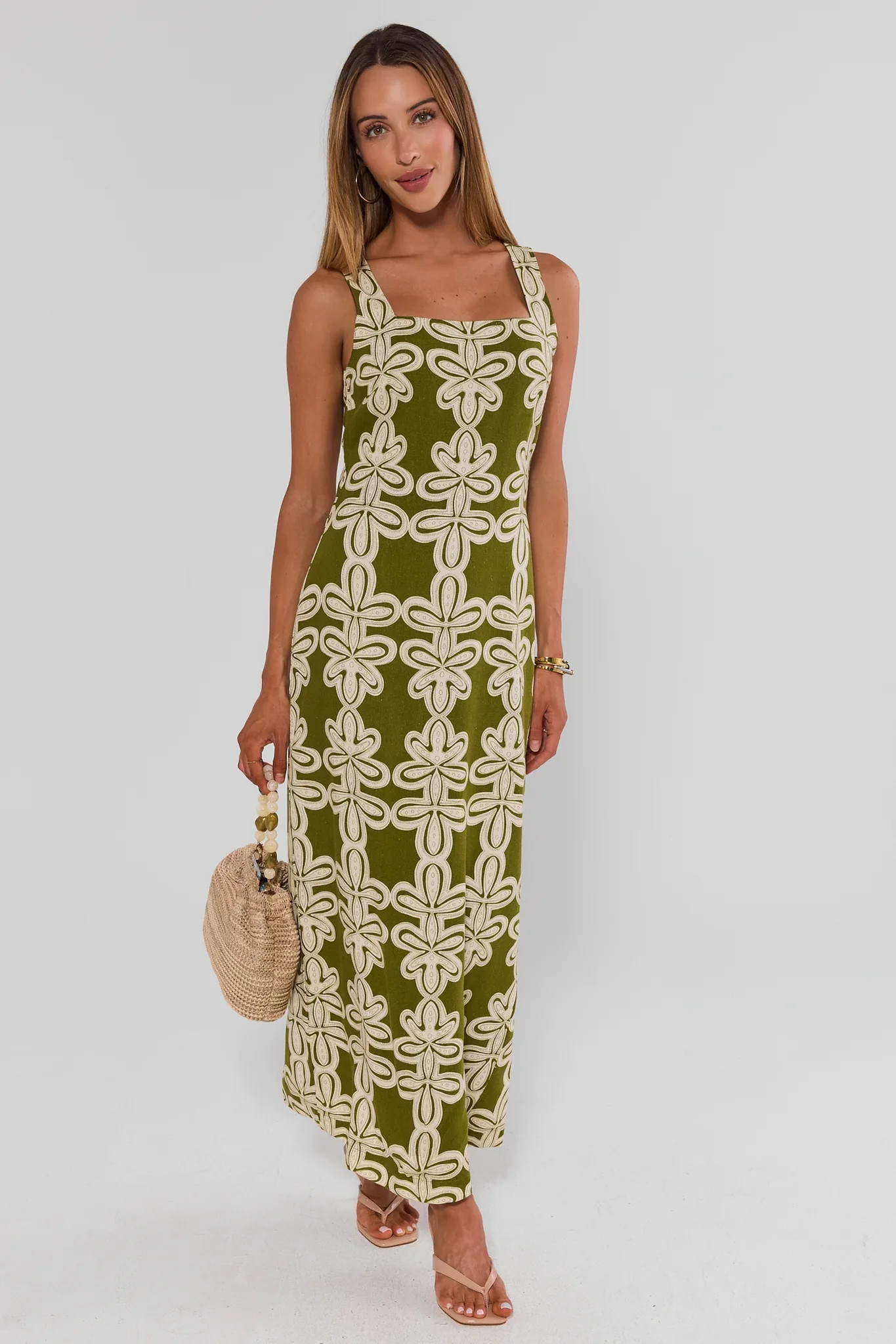 Daria Green Printed Maxi Dress | Avara