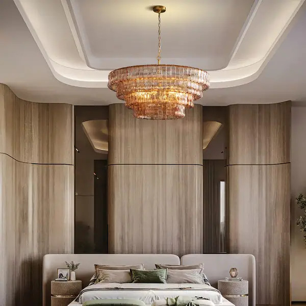 KAYLA 36 in. 6-Lights Gold Crystal Drum Chandelier | Bed Bath & Beyond