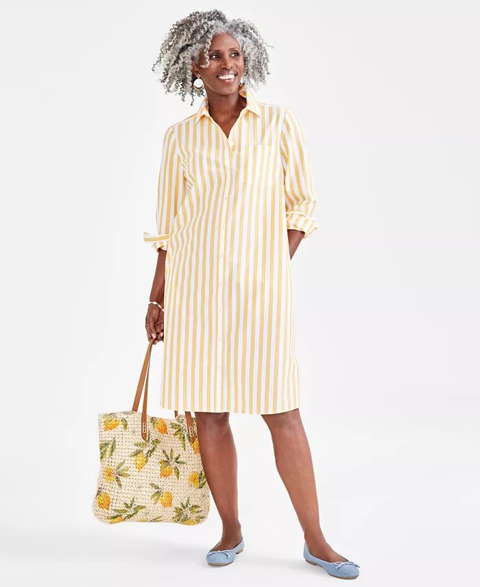 Style & Co Women's Cotton Striped Shirtdress, Created for Macy's - Macy's | Macy's