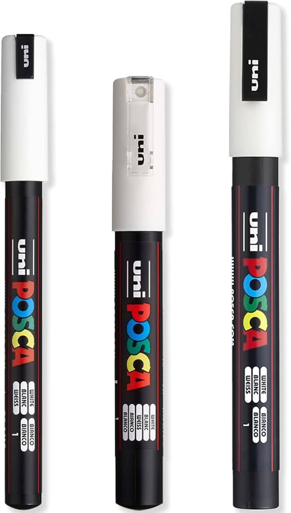 Posca - Ultra Fine to Fine Paint Marker Pens Set - PC-1MR, PC-1M, PC-3M - White Ink - Pack of 3 | Amazon (US)