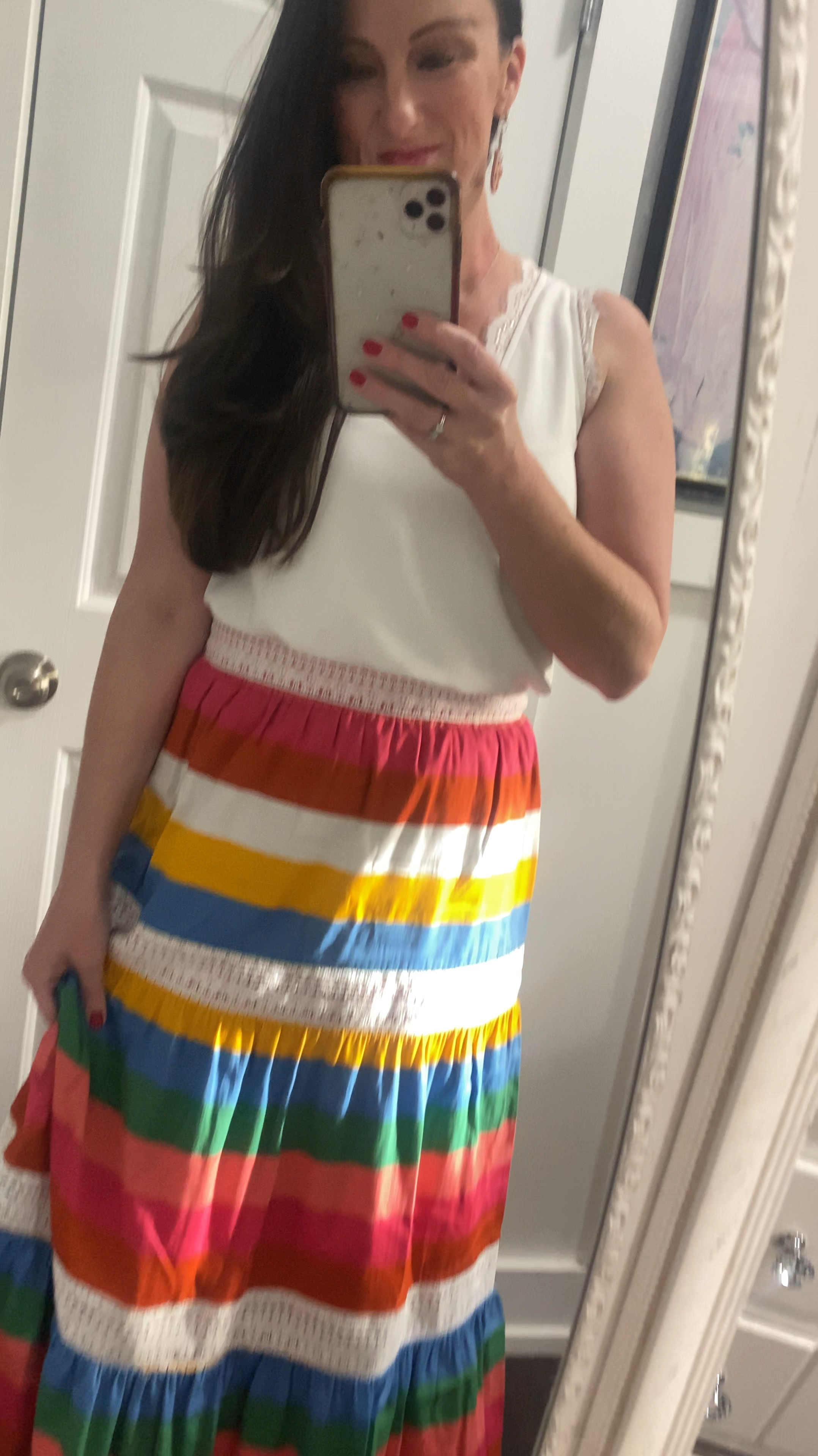 All the best parts of spring fashion - maxi skirts, leather sandals, stripes and polka dots, pink, butter yellow. The perfect travel outfit or spring luncheon outfit! 

#LTKSeasonal #LTKStyleTip #LTKOver40