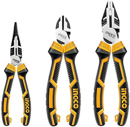 INGCO 3 Pcs High Leverage Pliers Set, 6" Long Needle Nose Pliers 7" Diagonal Cutting Pliers 8" Co... | Amazon (US)