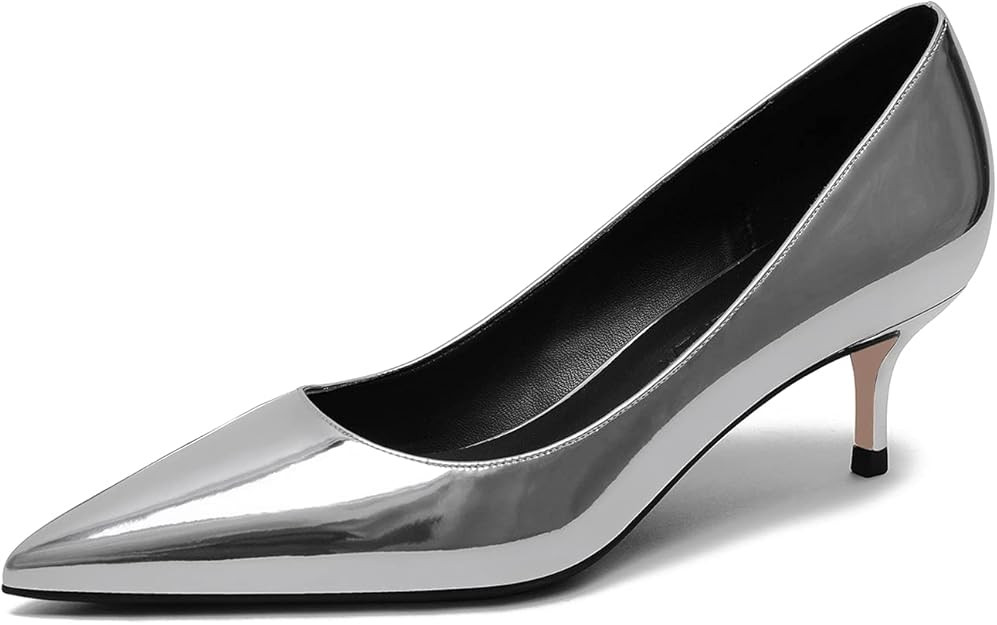 Women Fashion Pointed Toe Slip On Comfort Basic Kitten Heel Pumps Shoes | Amazon (US)