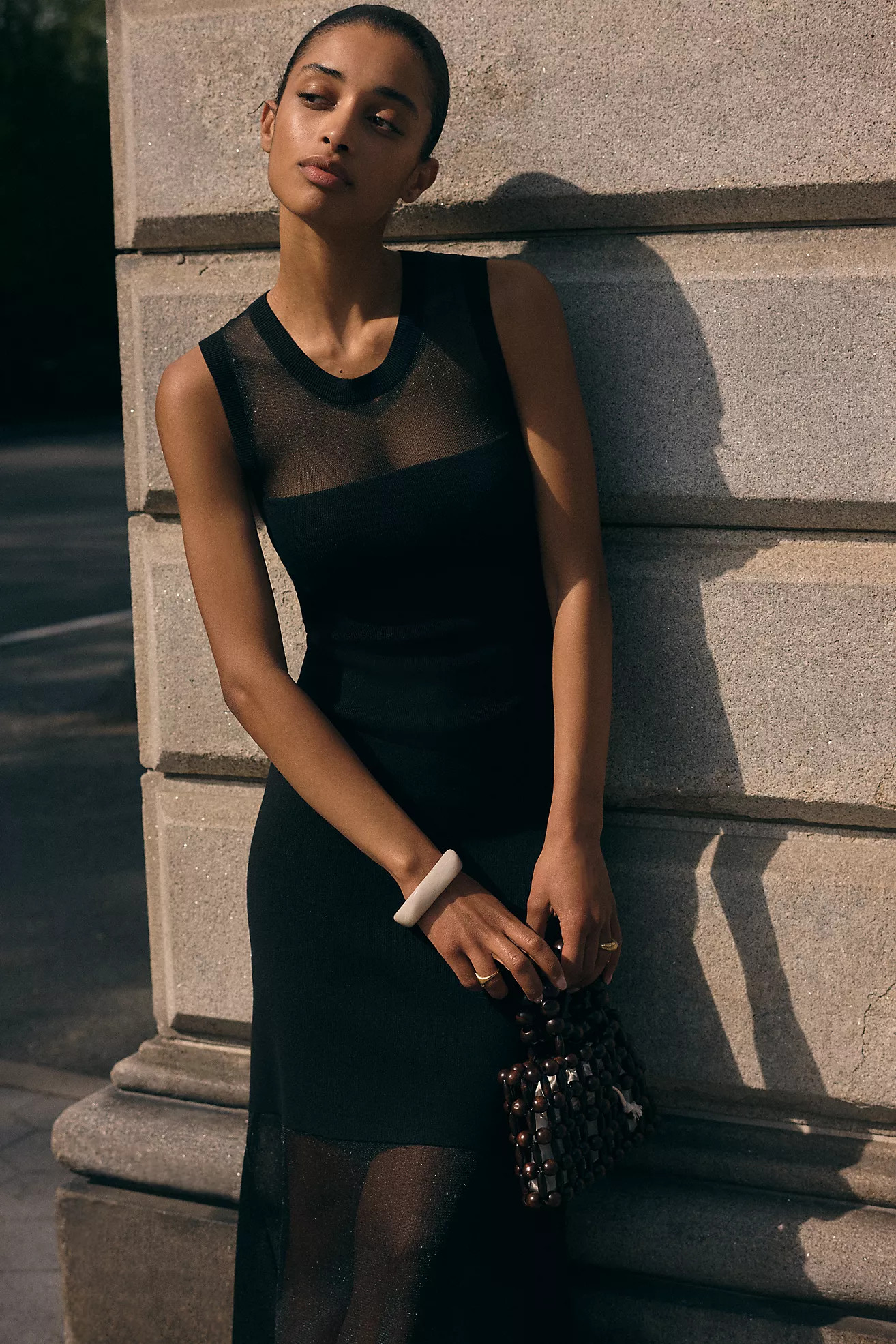Maeve Knit Mesh Maxi Dress | Anthropologie (US)