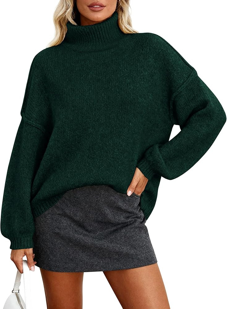 PRETTYGARDEN Oversized Sweaters for Women Fall Clothes 2025 Long Sleeve Mock Neck Tops Chunky Kni... | Amazon (US)
