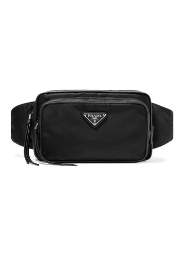 Prada - Leather-trimmed Shell Belt Bag - Black | NET-A-PORTER (US)