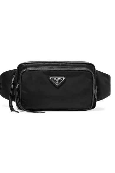 Prada - Leather-trimmed Shell Belt Bag - Black | NET-A-PORTER (US)