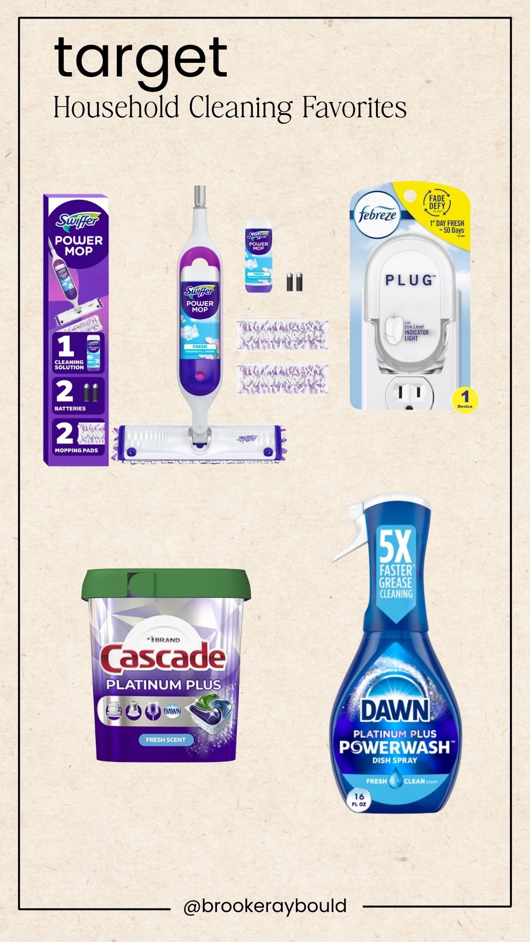 #ad Motherhood with five kids has taught me that simplicity wins. These are my go-to cleaning essentials from Target that help me keep the basics covered without creating more work for myself. I rely on the Swiffer Power Mop Multi-Surface Mop Kit and Swiffer Deluxe Sweep + Mop for quick floor resets, Dawn Platinum Powerwash Dish Spray for nonstop dishes, Cascade Platinum Plus Pods Dishwasher Detergent – Fresh for powerful clean every load, and the Febreze Scent Booster Air Freshener Plug to keep our home feeling fresh. These are the products I trust to support real life — not perfection.

@swiffer @dawndishwash @mycascade @target
#targetstyle #januaryreset #targetpartner