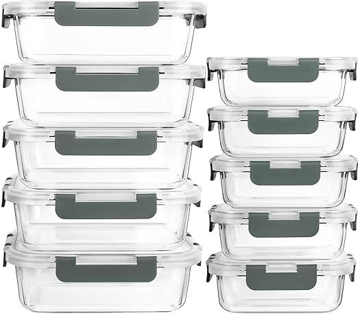 [10-Pack] Glass Meal Prep Containers with Lids-MCIRCO Food Storage Containers with Lifetime Lasti... | Amazon (US)