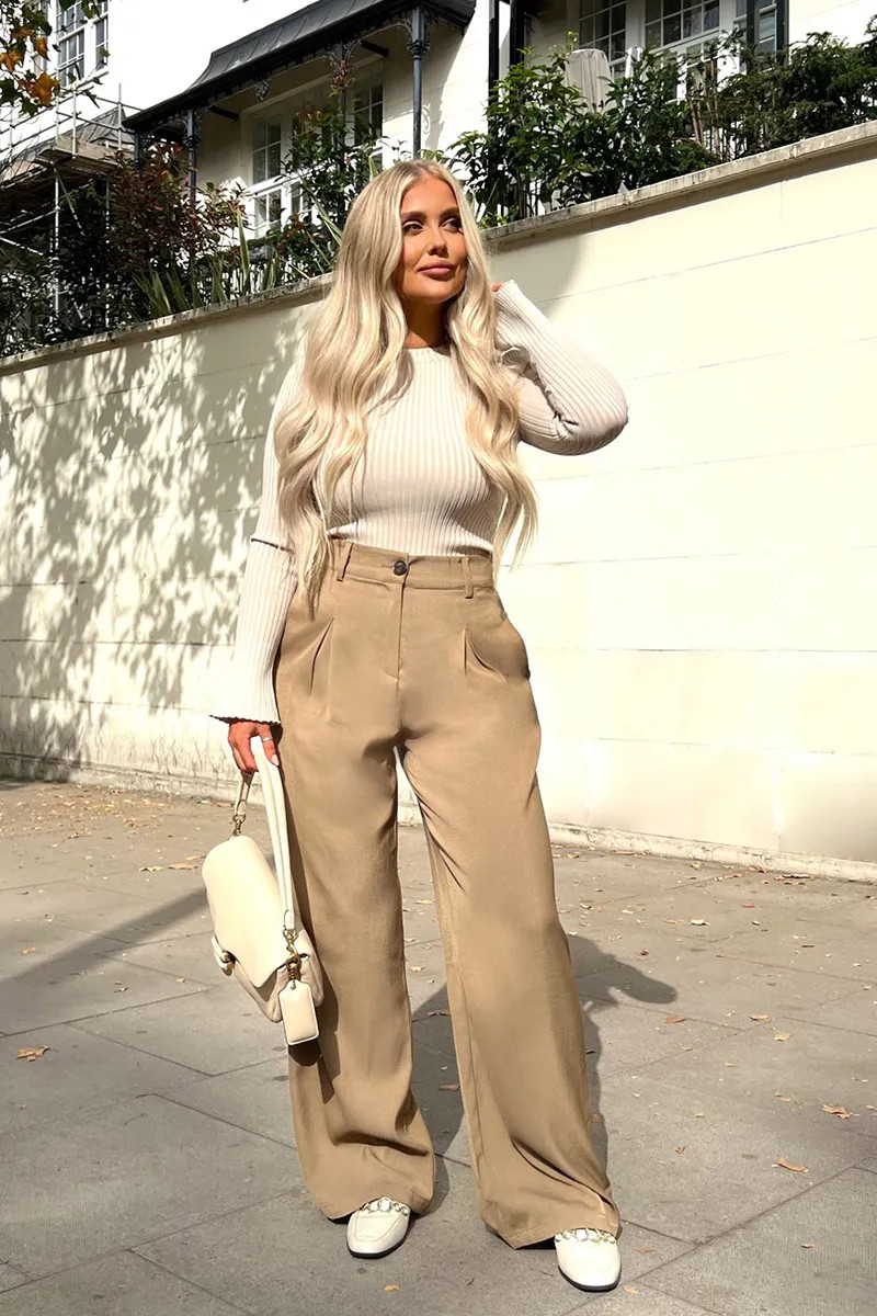 Pleat Front Straight Leg Trousers | In The Style (UK)