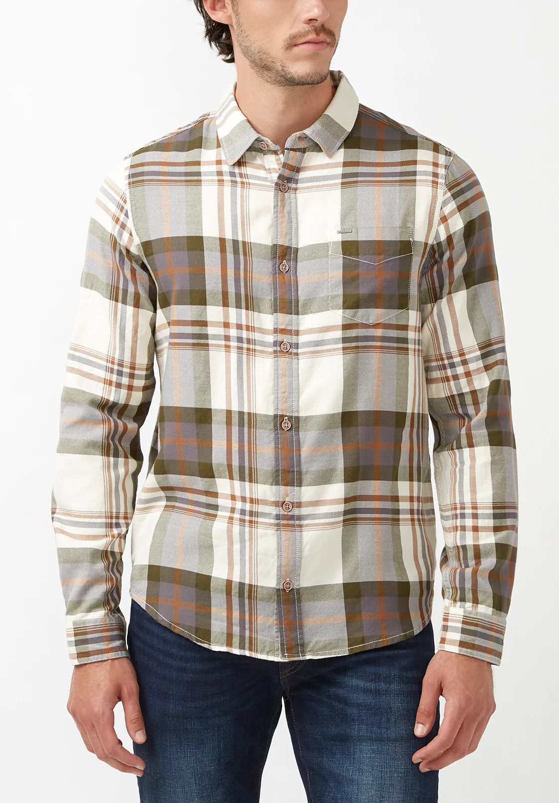 Sander Men's Long-Sleeve Shirt in Fern Plaid - BM24217 | Buffalo David Bitton