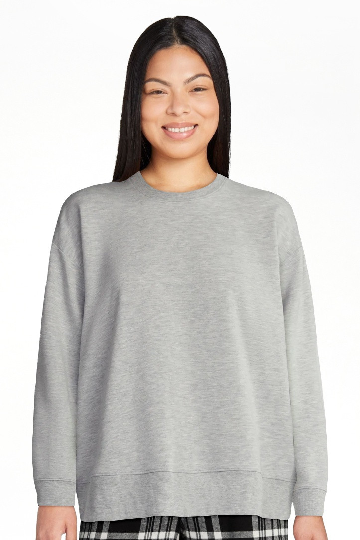 Joyspun Women's Fleece Drop Shoulder Sleep Top with Long Sleeves, Sizes XS-3X | Walmart (US)