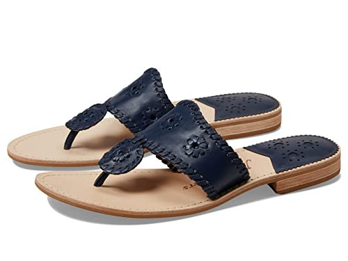 Jack Rogers Palm Beach Sandal for Women - Slip on Style, Leather Lining and Insole and Stacked Wooden Heel Midnight Navy/Midnight Navy 5.5 M | Amazon (US)