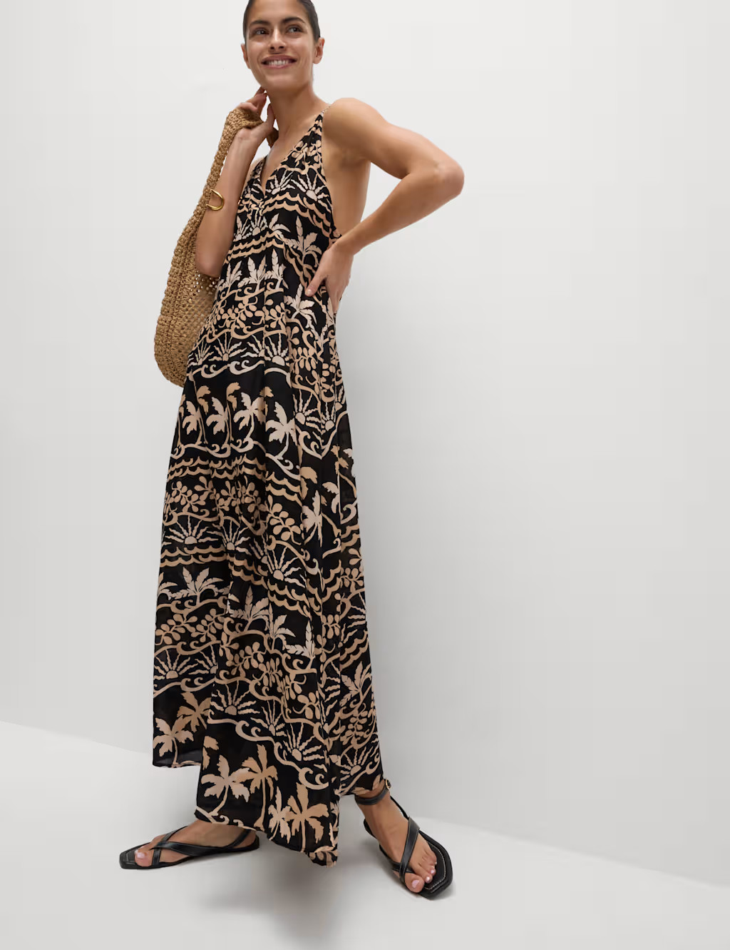 Pure Cotton Printed V-Neck Beach Dress | Marks & Spencer (UK)