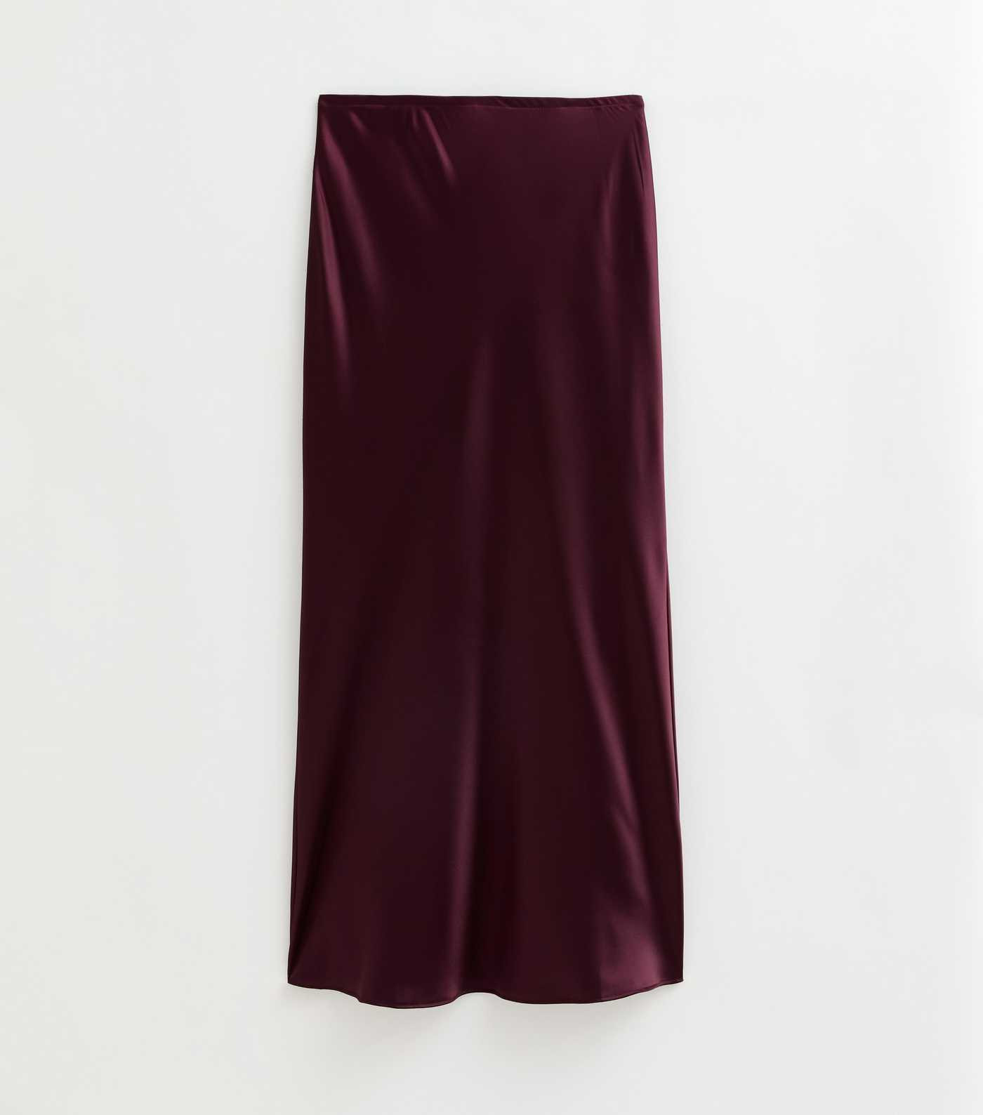 Dark Burgundy Satin Bias Cut Midi Skirt | New Look | New Look (UK)