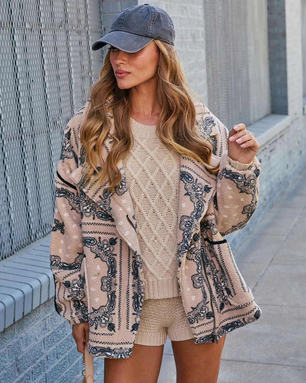 Menita Abstract Sherpa Moto Jacket | VICI