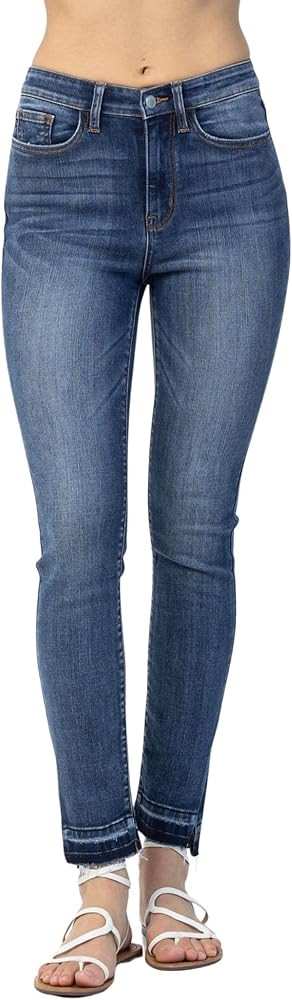 Judy Blue High Waist Skinny Jeans with Side Slit Released Hem (JB-82422) | Amazon (US)