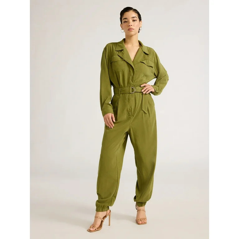 Sofia Jeans Women's and Women's Plus Size Utility Jumpsuit with Long Sleeves, 26" Inseam, Sizes X... | Walmart (US)