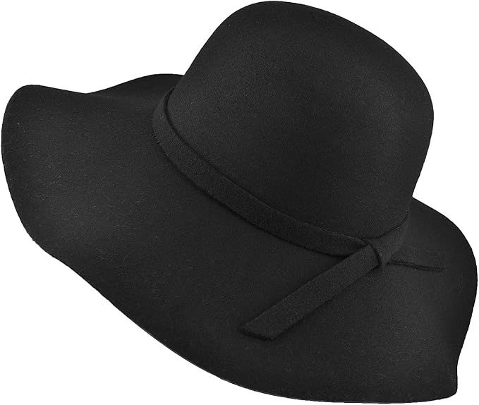EINSKEY Womens Floppy Hat, Wool Felt Wide Brim Sun Hat Fedora Cloche Bowler Cap | Amazon (US)
